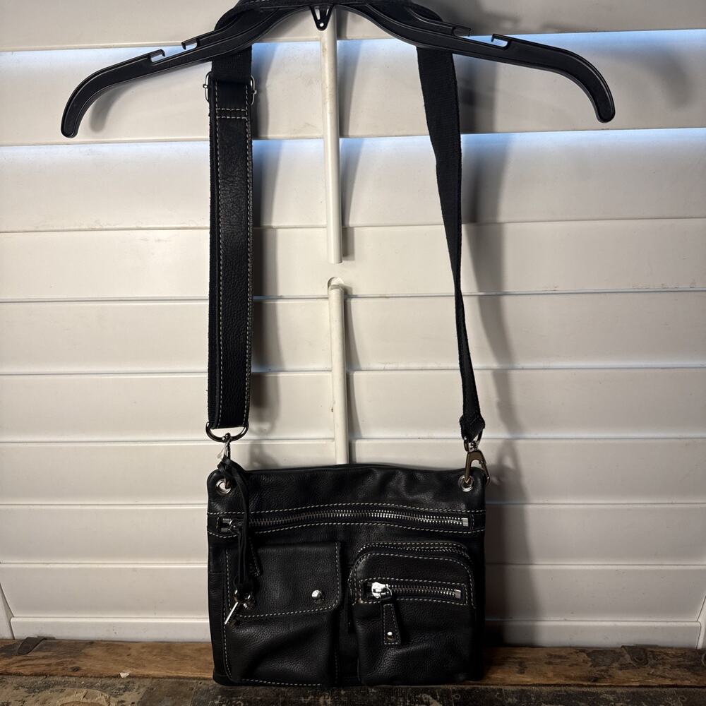 Fossil Sutton Large Black Leather Crossbody/Messenger Bag